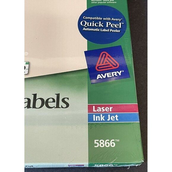 NIB Avery 5866 Green Filing Labels 1/3 Cut 1500 Labels Laser Ink Jet Acid-Free - Picture 3 of 5